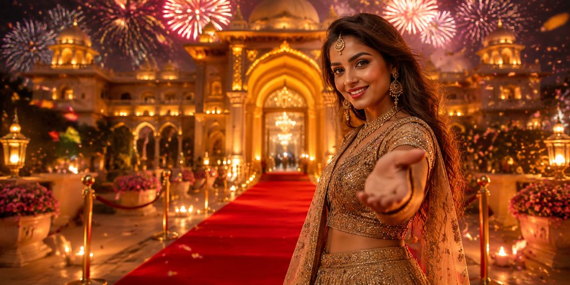 Indian woman playing online betting with ethnic dress
